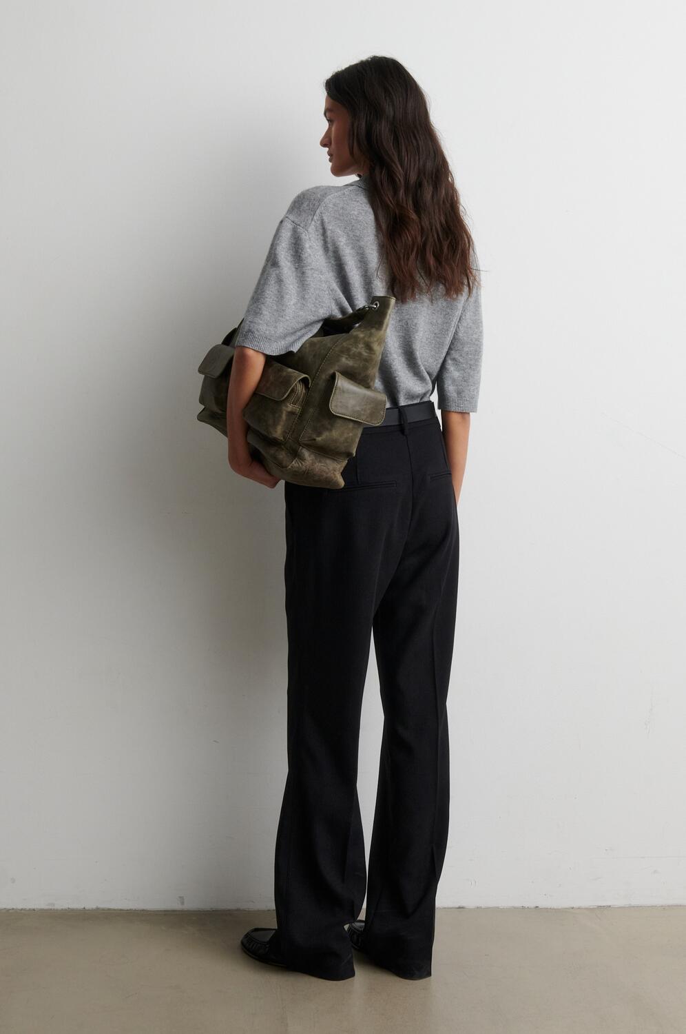 Longo strikket polotrøje - Mid Grey Melange